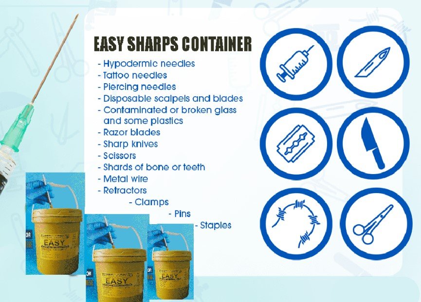 Plastic Sharps Container Biohazard Needle Disposal Box for Infectious Waste Yellow sharp Container For Needles سوئیاں کے لئے تیز کنٹینر 20 ltr