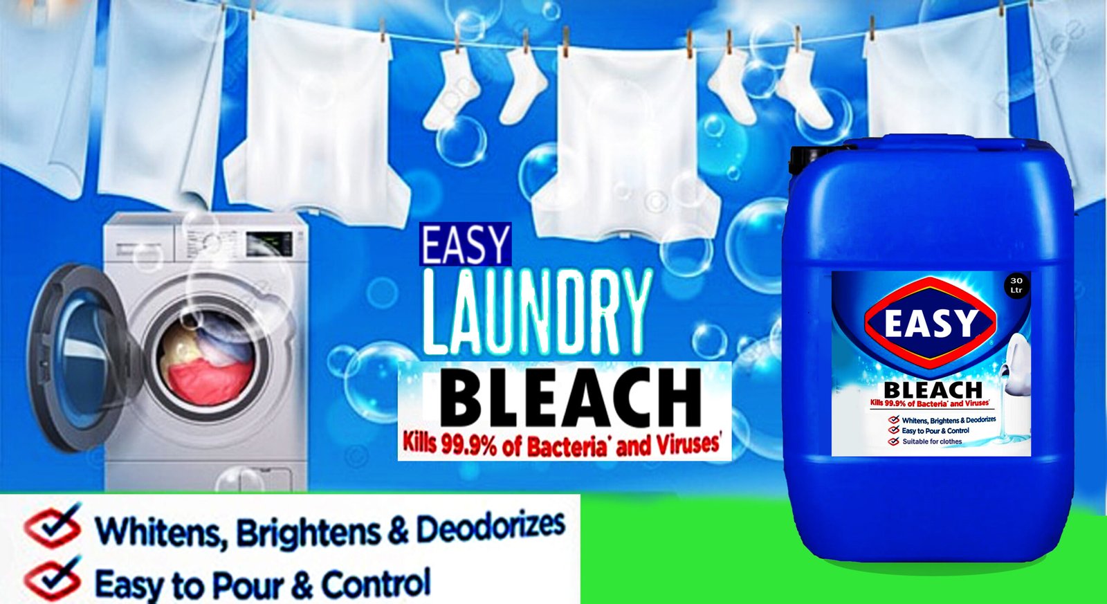 Easy Bleach Liquid 30 Ltr color safe bleach for clothes کپڑے کے لئے رنگ محفوظ بلیچ