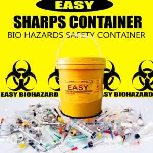 Plastic Sharps Container Biohazard Needle Disposal Box for Infectious Waste Yellow sharp Container For Needles سوئیاں کے لئے تیز کنٹینر 20 ltr